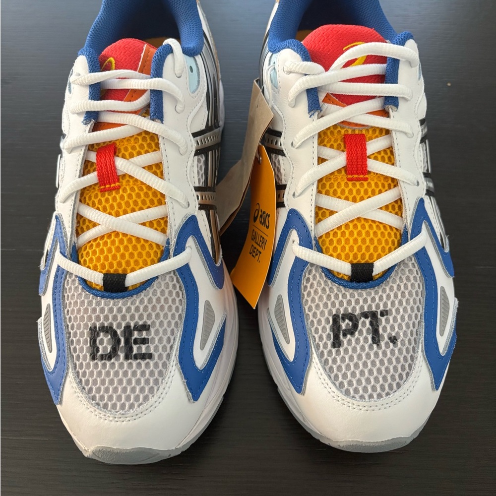 Vibrant Blue and Yellow Sneakers with Retro Design